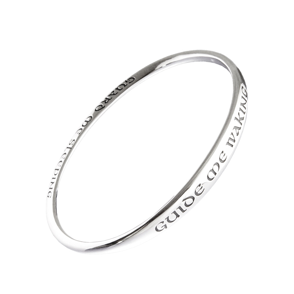 white gold mobius bracelet with inscribed bible verse