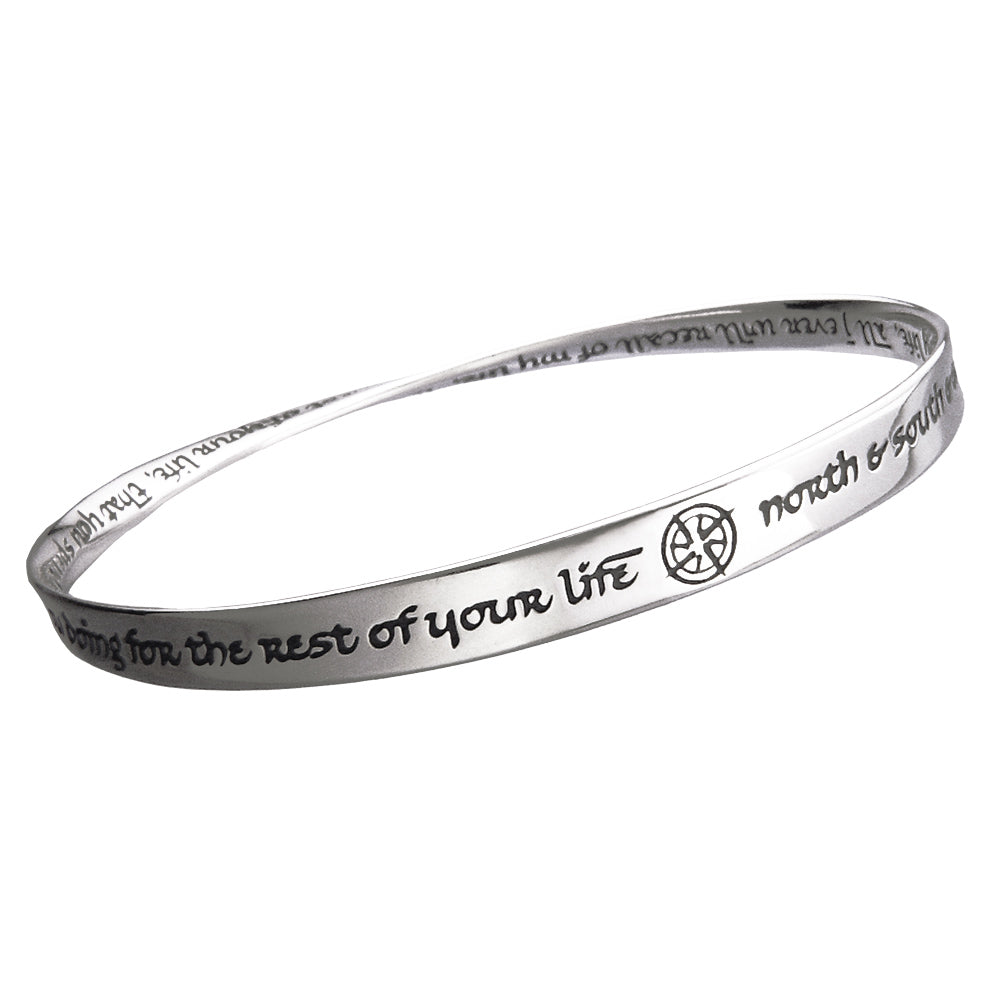 white gold mobius bracelet with inscription